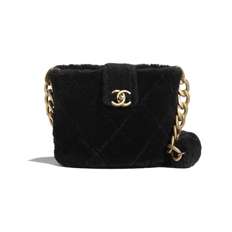 chanel shearling bag black|Chanel bucket bag 2020.